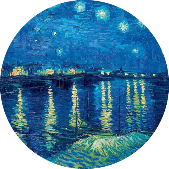 art of a starry night over the Rhóne by van Gogh